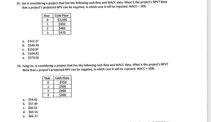 cash flows: The company's WACC is 10%. What are the project's payback,
