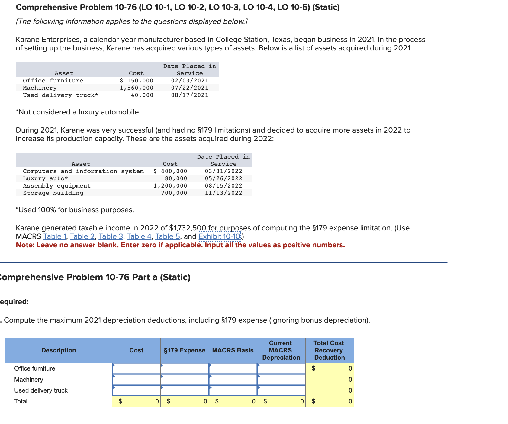  Comprehensive Problem 10-76 (LO 10-1, LO 10-2, LO 10-3, LO 10-4,