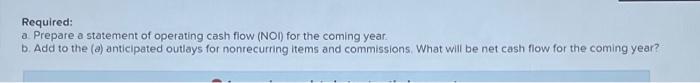 cash flow for the coming year for Autumn Seasons, a 200-unit suburban