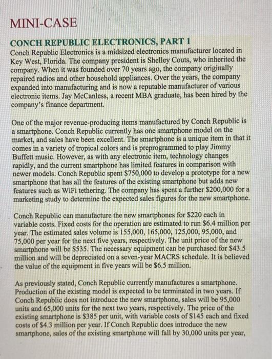  CONCH REPUBLIC ELECTRONICS, PART 1 Conch Republic Electronics is a midsized