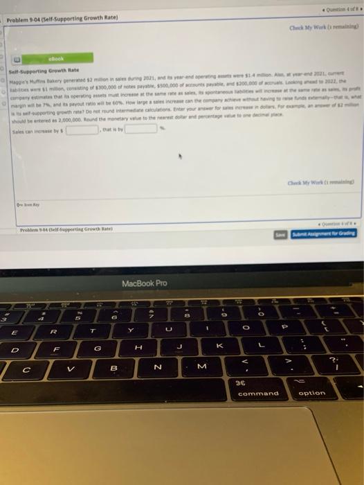  Problem 904 (Self Supporting Growth Rate Checy Wing Self-Supporting Growth late