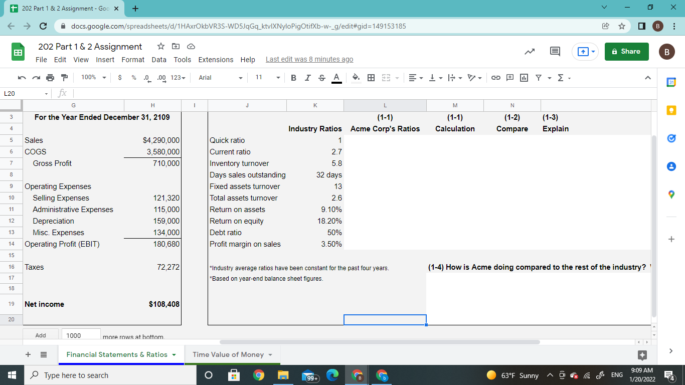 o X + = Financial Statements & Ratios Time Value of Money