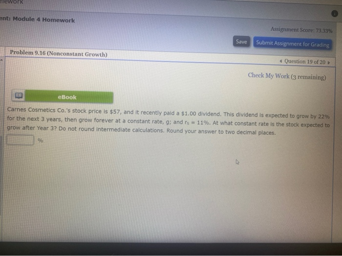  rework int: Module 4 Homework Assignment Score: 73.33% Save Submit Assignment