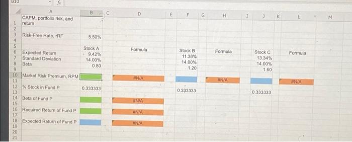 the following information for three stocks, Stocks A, B, and C. The