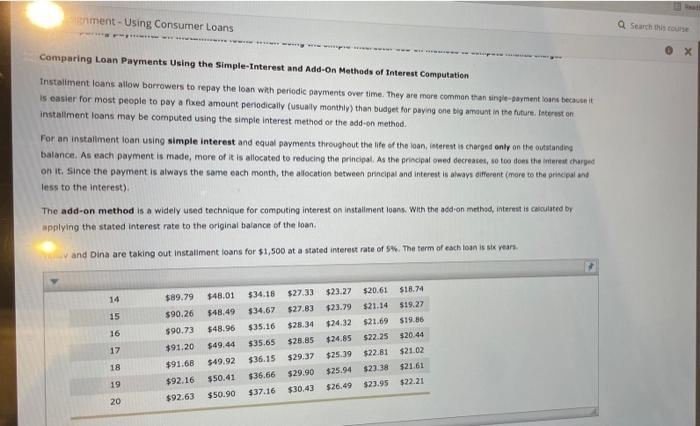  Enment - Using Consumer Loans Q Search Comparing Loan Payments Using