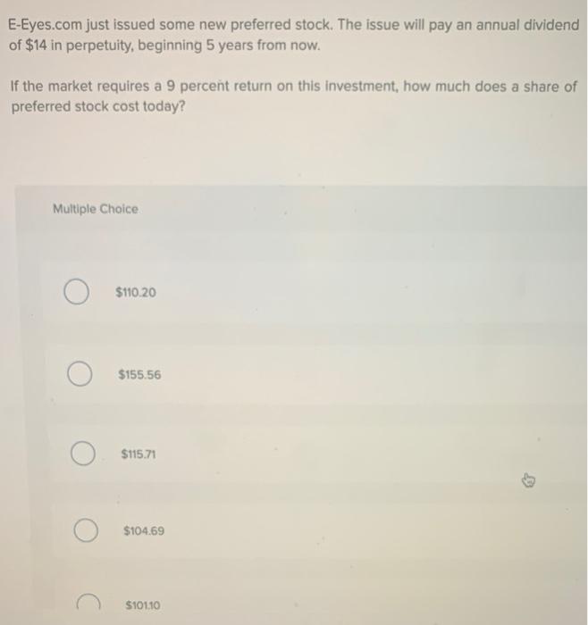  E-Eyes.com just issued some new preferred stock. The issue will pay