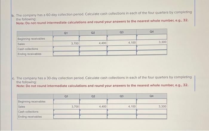 Dorian Company has projected the following quarterly sales amounts for the coming