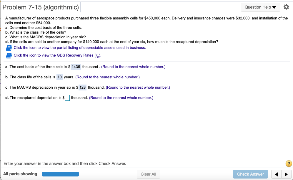  I Just need help with D.) Please Help! Problem 7-15 (algorithmic)