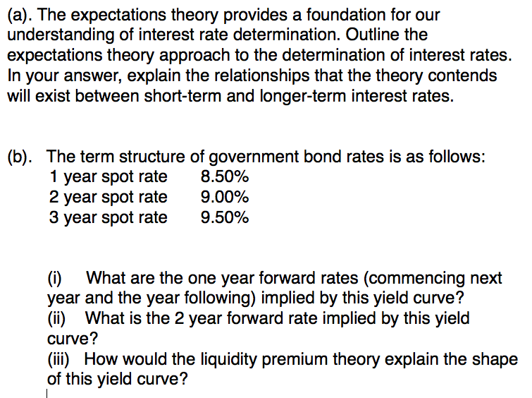 (a). The expectations theory provides a foundation for our understanding of