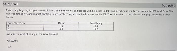 Answer is NOT 7.4. Please provide the correct answer, thank you! Question