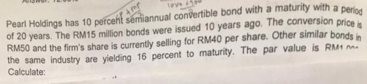 The par value is rm1000 . Please calculate conversion ratio, conversion
