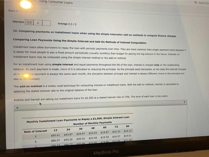  Using Consumer Loans Q Seath the Back to it Attempts 0.3