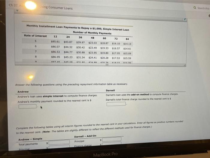 Average 0.373 10. Comparing payments on installment loans when using the simple