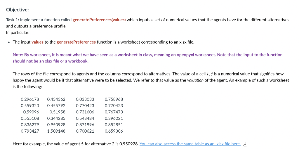 we have a set of n agents and a set of m