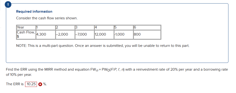  Required information Consider the cash flow series shown. Li NOTE: This