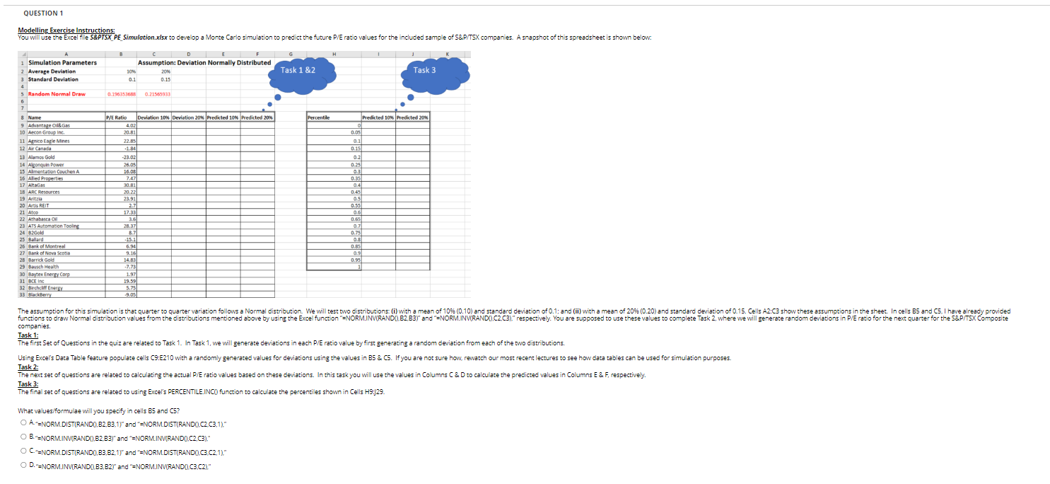  QUESTION 1 Modelling Exercise Instructions: companies. Task 1: The first Set
