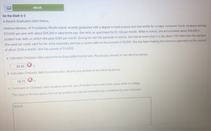  eBook Do the Math 6-3 A Recent Graduate's Debt Status Chelsea