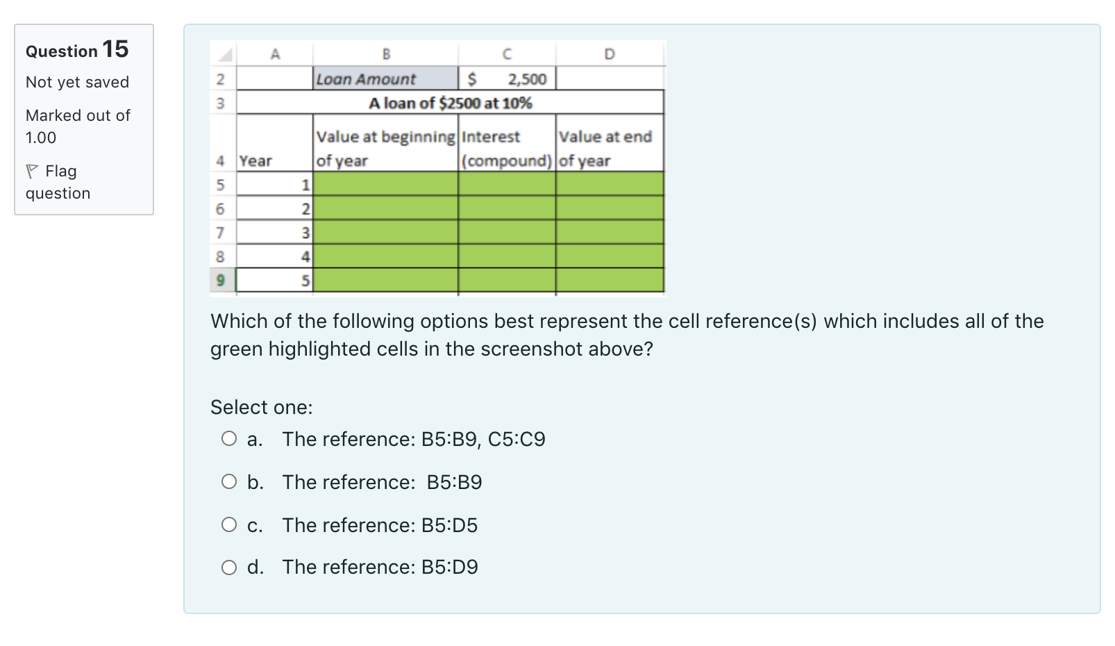  Question 15 A D Not yet saved 2 3 Marked out