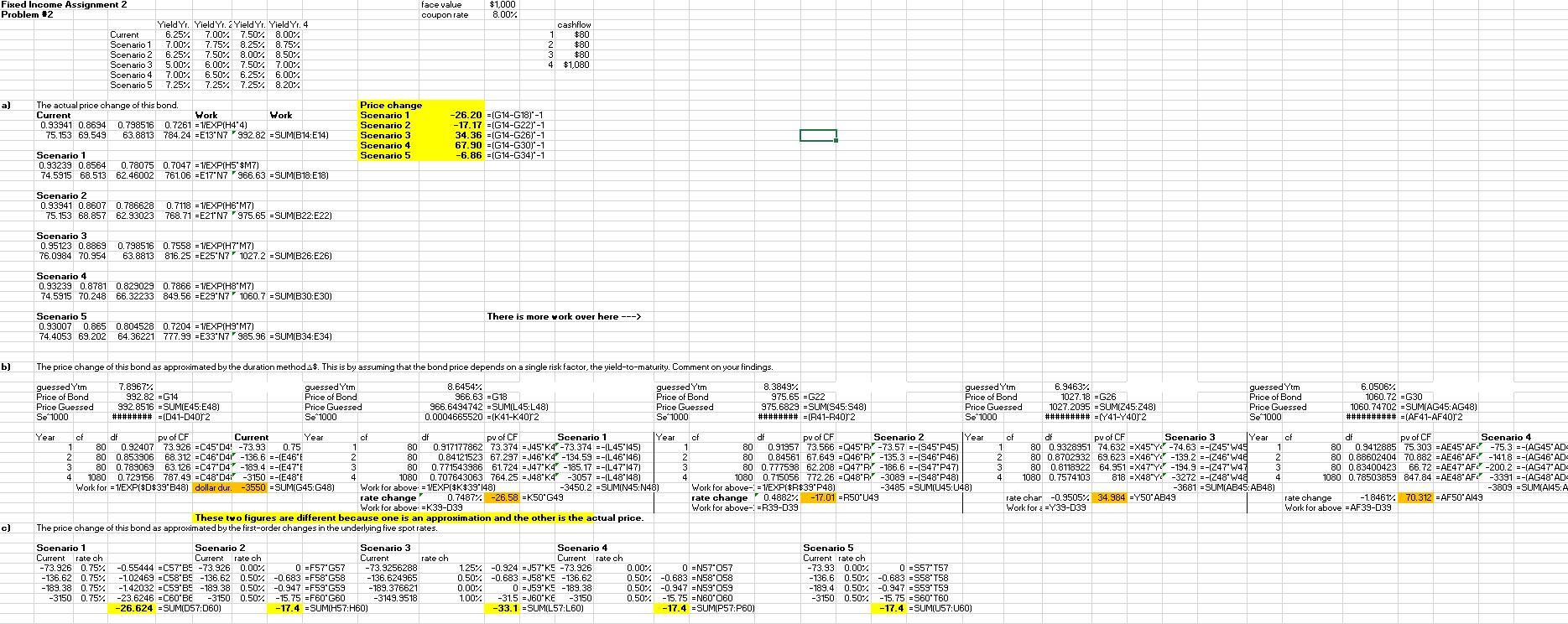(a) Using continuous compounding, calculate the duration D(y), modified duration MD(y),the dollar