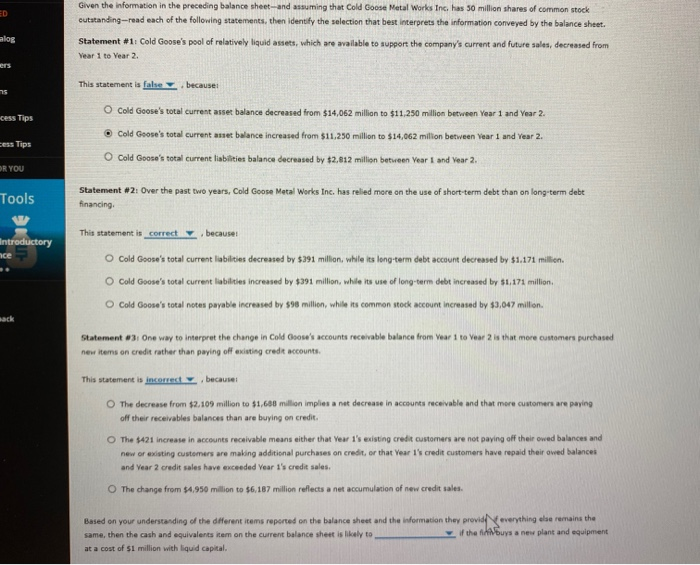  Given the information in the preceding balance sheet-and assuming that Cold
