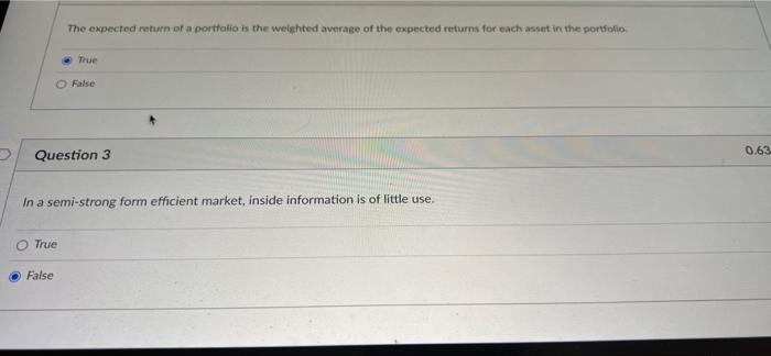  are the answers correct, if not please explain The expected return