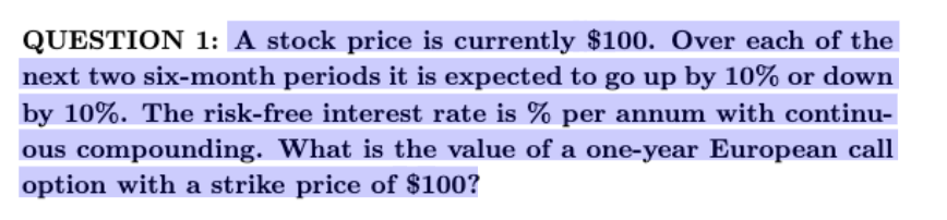  1.What is u? 2.What is d? 3.What is the stock price