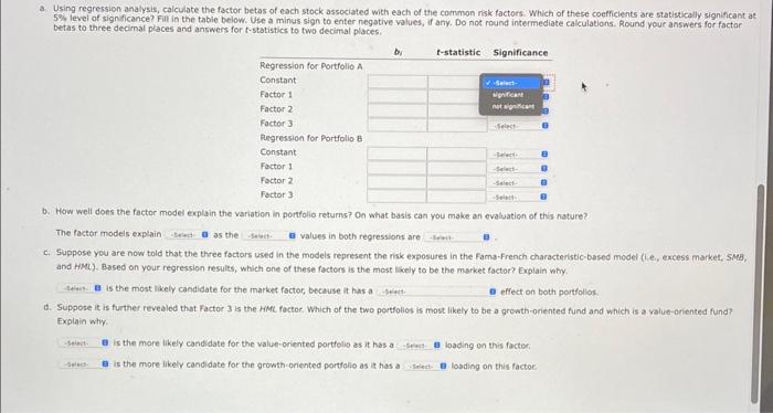 monthly excess returns to two different actively managed stock portfolos (A and