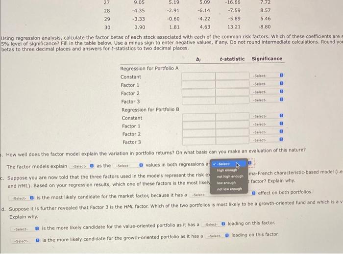 as Microsoft Excel to calculate your answers.) a. Using regression analysis, calculate