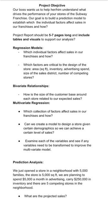 are for each franchise store. SALES = annual net sales/ $1000 SQFT