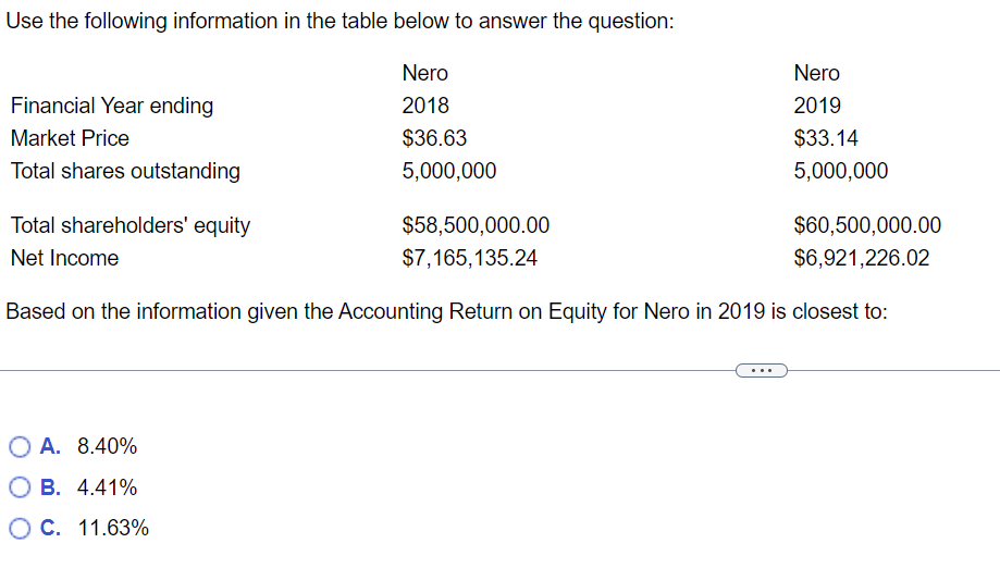  Use the following information in the table below to answer the