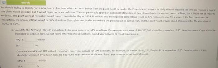 Answer quickly and correctly for thumbs up! eBook An electric utility is