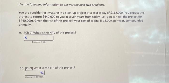 Use the following information to answer the next two problems. You