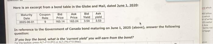  ink which Here is an excerpt from a bond table in