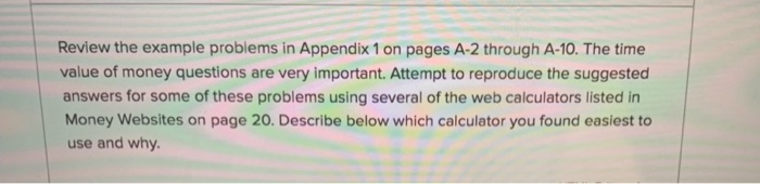 personal finance Review the example problems in Appendix 1 on pages A-2