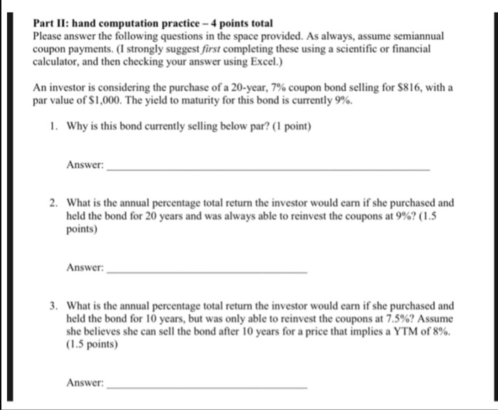 Please answer #2 & 3 algebraically Part Il: hand computation practice-4