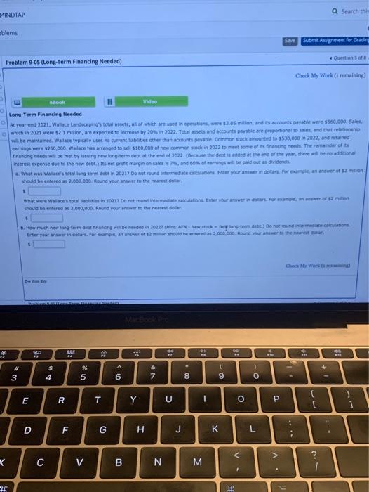  MINDTAP Q Search the oblems Save Submit Anment for Grading .