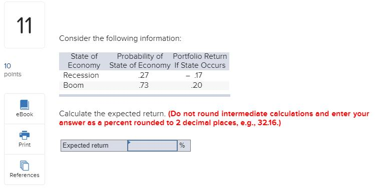 Please provide some steps Consider the following information: 10 points State of