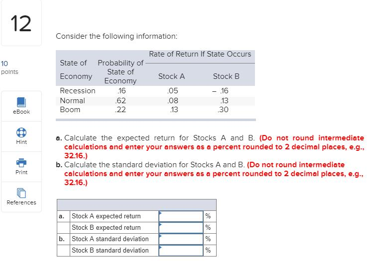 Economy Recession Probability of Portfolio Return State of Economy If State Occurs