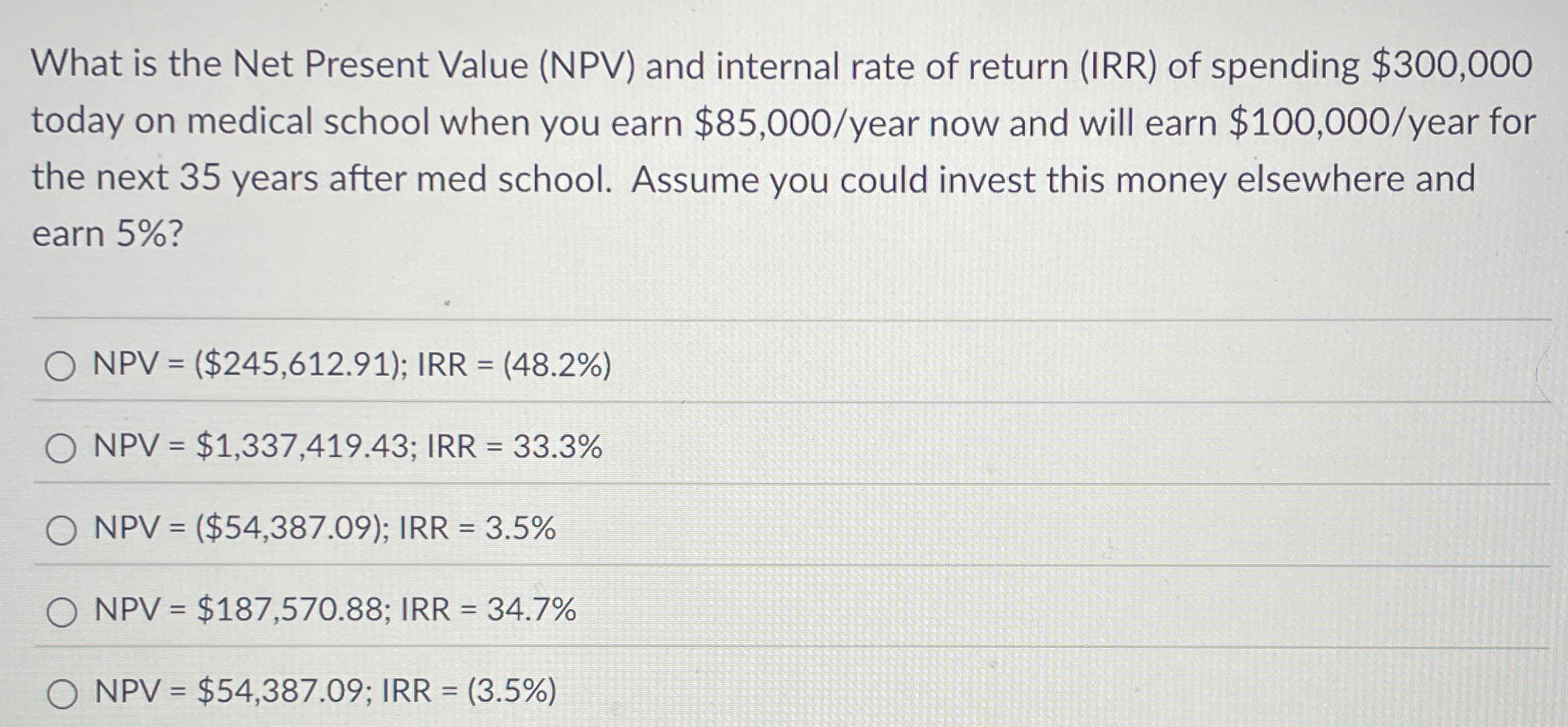  What is the Net Present Value (NPV) and internal rate of