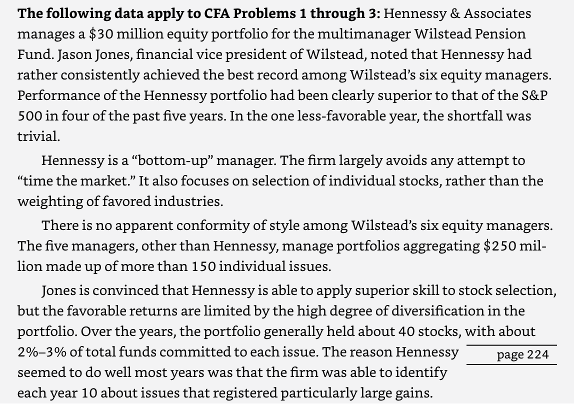  The following data apply to CFA Problems 1 through 3: Hennessy