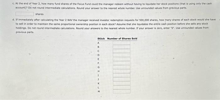 of the Focus Fund at the end of Year 1 , being