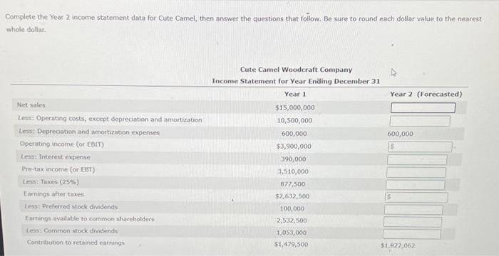 answer the questions that follow. Be sure to round each dollar value