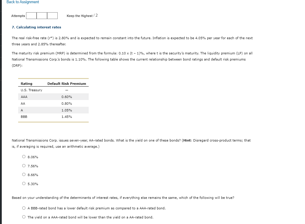 Back to Assignment Attempts Keep the Highest / 2 7. Calculating