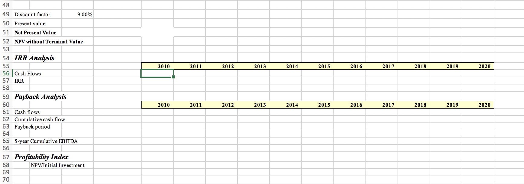 attach spreadsheet of calculations) (25 Points) 3. Compute the internal rate of