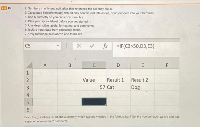  1. Numbers in only one cell, after that reference the cell