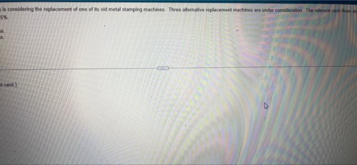 Machine A Machine B Machine C Initial investment (CF) $85,300 $59.500 $130,000
