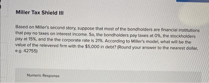 the tax shield including the personal taxes of stock holders and bond