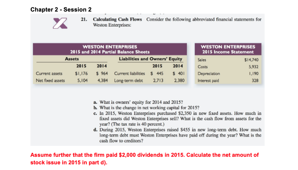  Chapter 2 - Session 2 21. Calculating Cash Flows Consider the