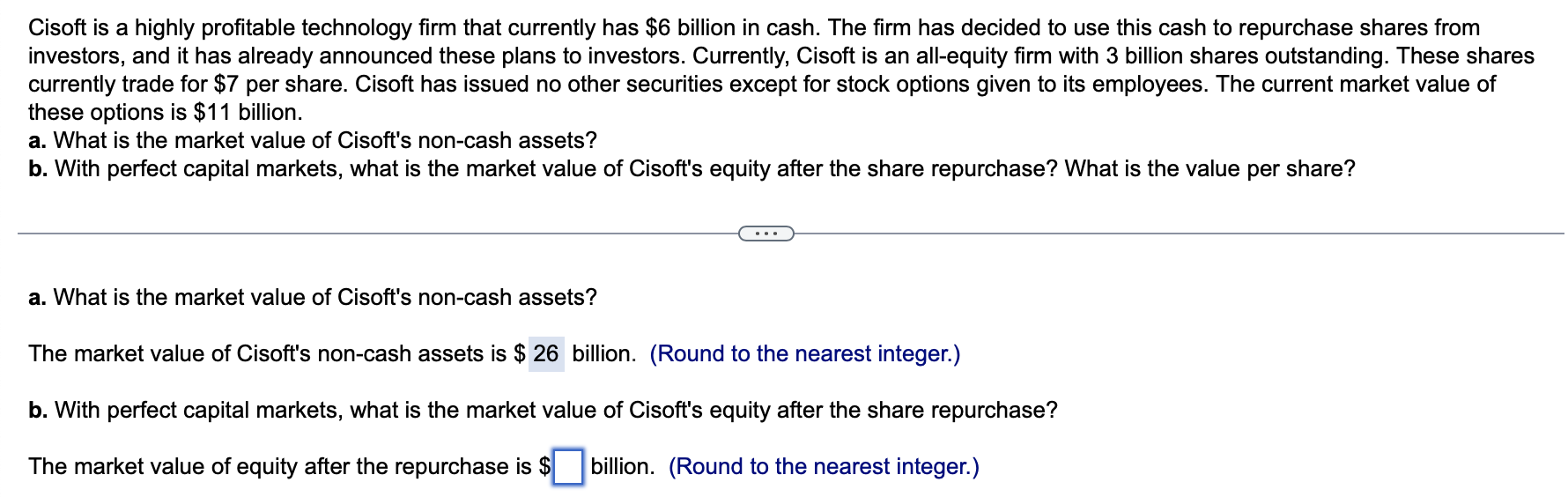  Cisoft is a highly profitable technology firm that currently has $6