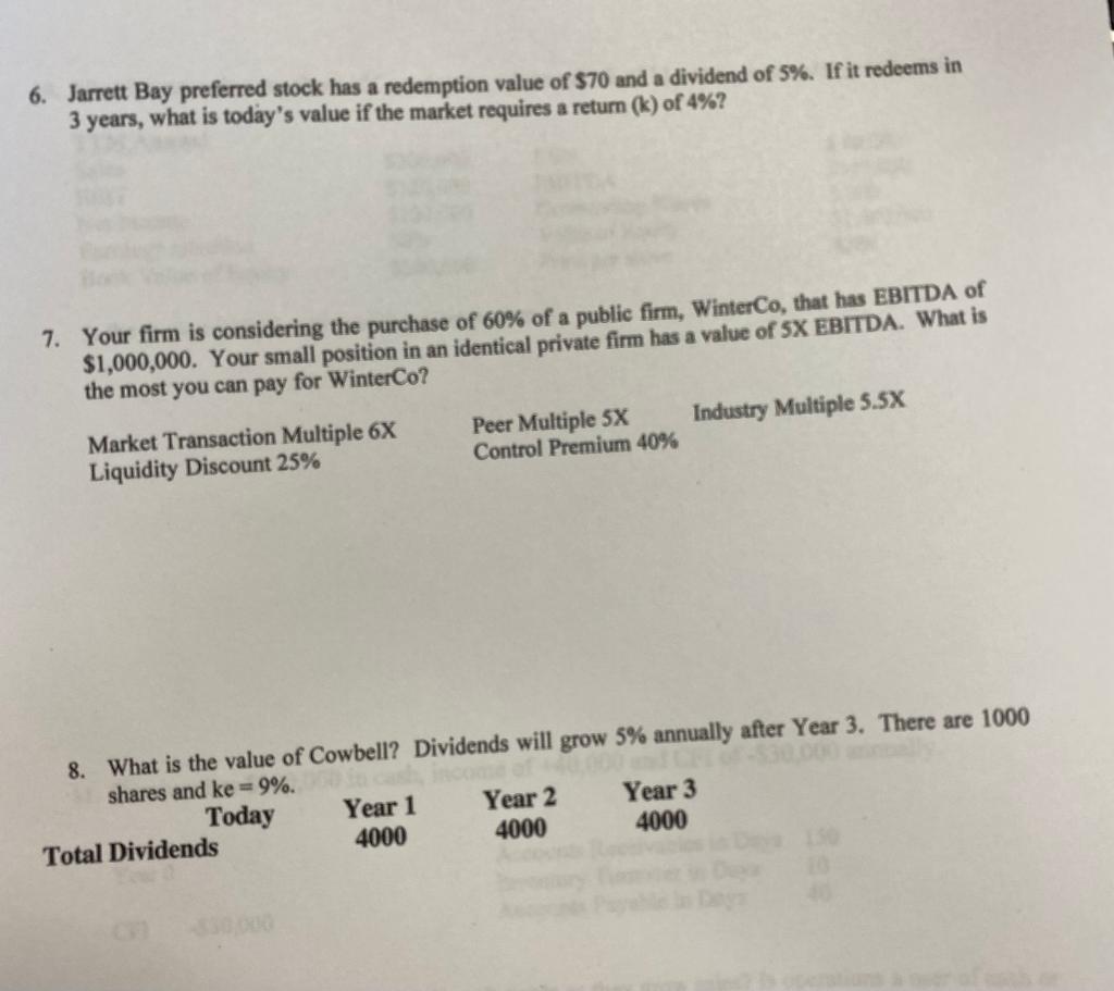 Please provide the correct answer for question 8 with work. Thank you